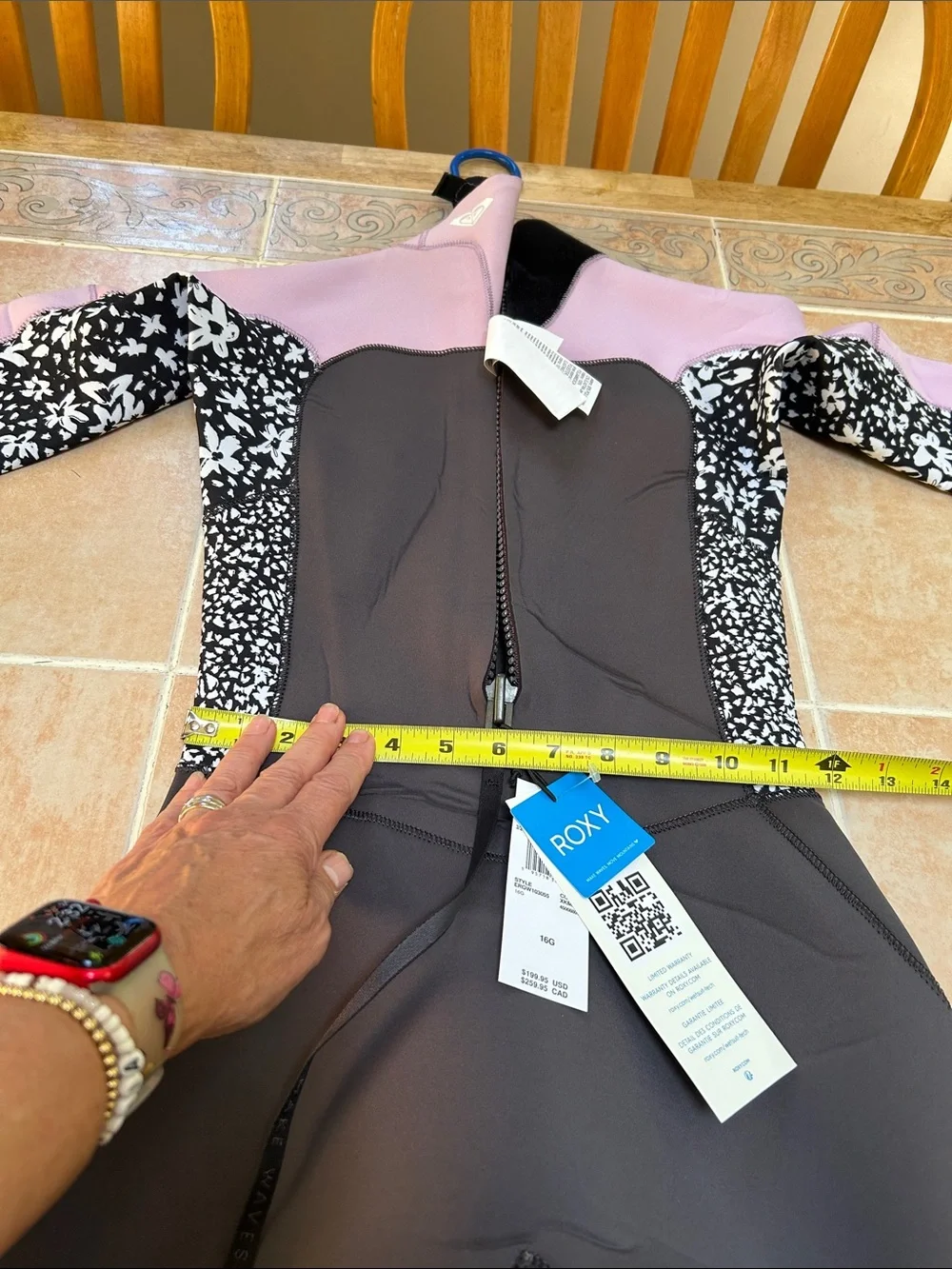 Roxy 3/2mm Swell Series BACK Zip Wetsuit GREY VIOLET PURPLE Size 16 girls New